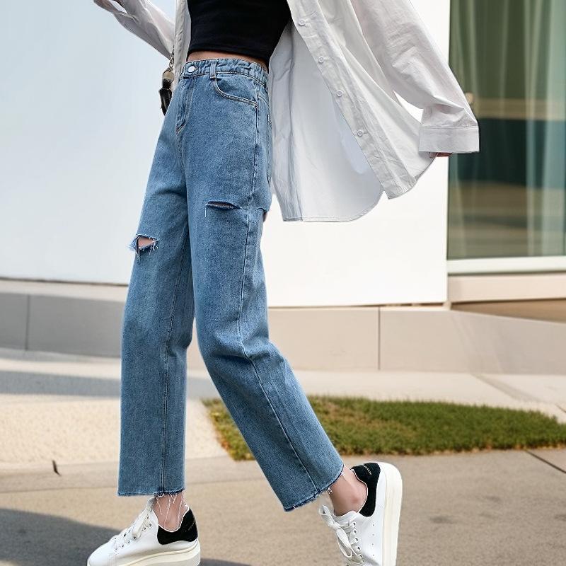 Jeans & Trousers | Womens Denim Jeans With Slash Details Clothing Blue jeans