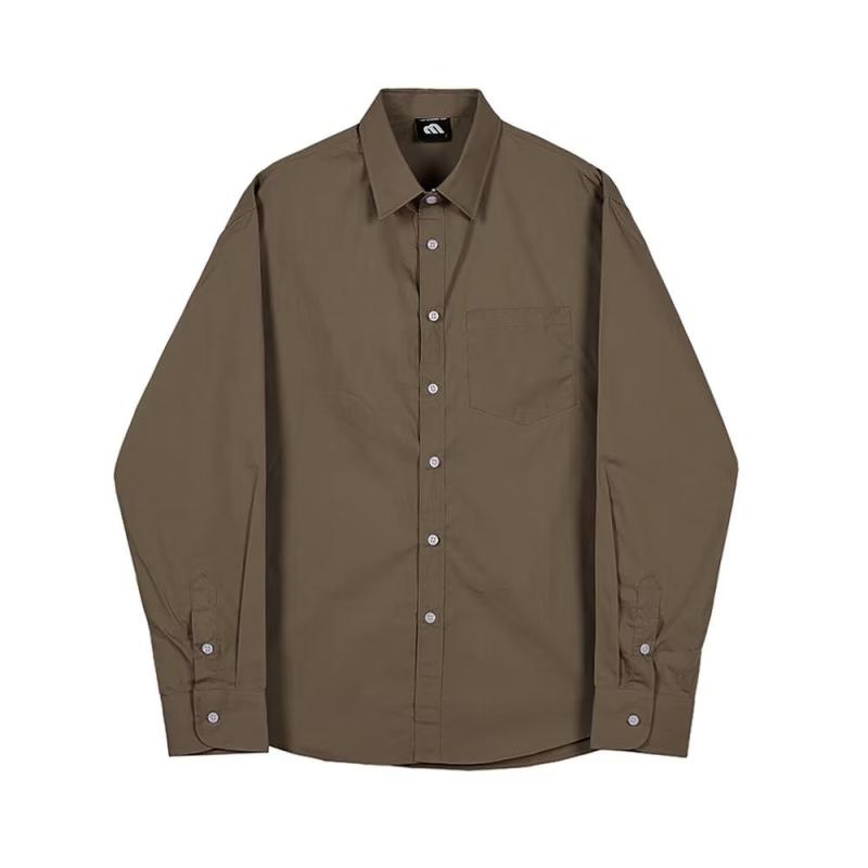 Shirts | Mens Padded Satin Cotton Shirt Clothing Camel